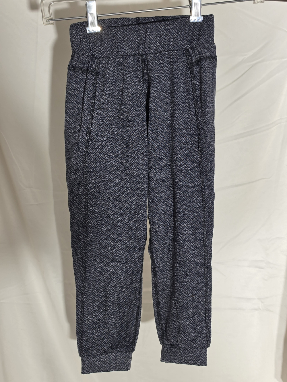 Tailored Navy Herringbone Jogger Pants for Women